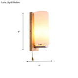 Opal Glass Sconce Wall Lamp With White Finish For Bedroom And Cafe Lighting