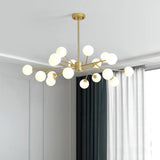 Opal Glass Sphere Gold Chandelier Pendant Light for Modern Living Rooms 18 / Gold