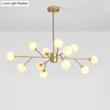 Opal Glass Sphere Gold Chandelier Pendant Light for Modern Living Rooms