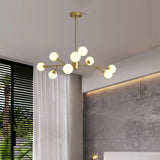 Opal Glass Sphere Gold Chandelier Pendant Light for Modern Living Rooms 9 / Gold