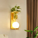 Opal Glass Up/Down Light Simple Led Wall Mount Lighting In Wood For Living Room / Globe Up