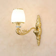 Opal Glass Wall Light Fixture With Curved Arm And Gold Shading For Corridors 1 / E