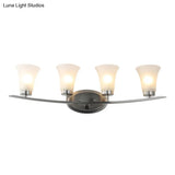Opal White Glass Wall Sconces - 4 American Simplicity Lights For Bathroom Vanity
