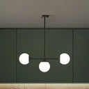 Opaline Glass Ball Pendant Light For Minimalist Dining Room Island 3 / Black