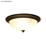 Opaline Glass Brass Flush Mount Led Ceiling Light For Hallway - Classic & Stylish 12.5’/15’ W
