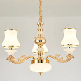 Opaline Glass Curved Chandelier - Elegant Ceiling Suspension Lamp For Living Room 3 / White