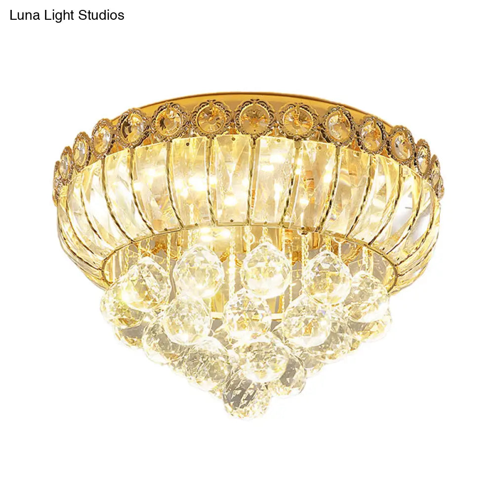 Opulent Crystal Gold Gourd Led Flush Ceiling Light