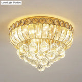 Opulent Crystal Gold Gourd Led Flush Ceiling Light