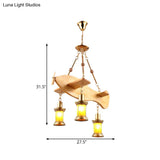Orange Glass Island Pendant Light W/ Fish/Guitar Design - Farm Gold Kerosene Hanging Lamp Kit