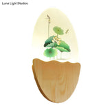 Oriental Led Acrylic Wall Lamp With Blossoms/Lotus Leaf Design - Corridor Mural Light