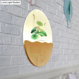 Oriental Led Acrylic Wall Lamp With Blossoms/Lotus Leaf Design - Corridor Mural Light