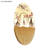Oriental Led Acrylic Wall Lamp With Blossoms/Lotus Leaf Design - Corridor Mural Light