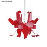 Origami Bird Pendant Lamp - White And Red Art Decor Light Fixture