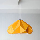 Origami Metal Hanging Pendant Light - Contemporary 1-Light Ceiling In Blue/Pink/Yellow Yellow