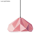 Origami Metal Hanging Pendant Light - Contemporary 1-Light Ceiling In Blue/Pink/Yellow