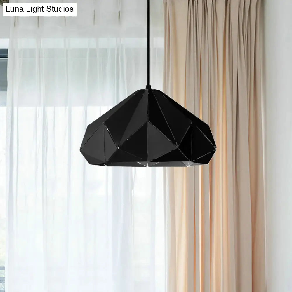 Origami Metal Hanging Pendant Light - Contemporary 1-Light Ceiling In Blue/Pink/Yellow