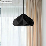Origami Metal Hanging Pendant Light - Contemporary 1-Light Ceiling In Blue/Pink/Yellow