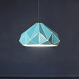 Origami Metal Hanging Pendant Light - Contemporary 1-Light Ceiling In Blue/Pink/Yellow Blue