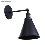 Outdoor Farmhouse Style Wrought Iron Wall Lamp: Black/Rust 1 Head Adjustable Sconce Light
