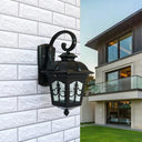 Outdoor Solar Wall Sconce - Lantern Shaped Led Lamp Fixture With Traditional Clear Glass Design