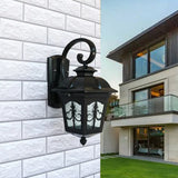 Outdoor Solar Wall Sconce - Lantern Shaped Led Lamp Fixture With Traditional Clear Glass Design