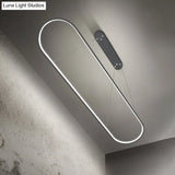 Oval Acrylic Drop Pendant Light - Led Black/White Hanging Ceiling Table Lamp With Dimmable Remote