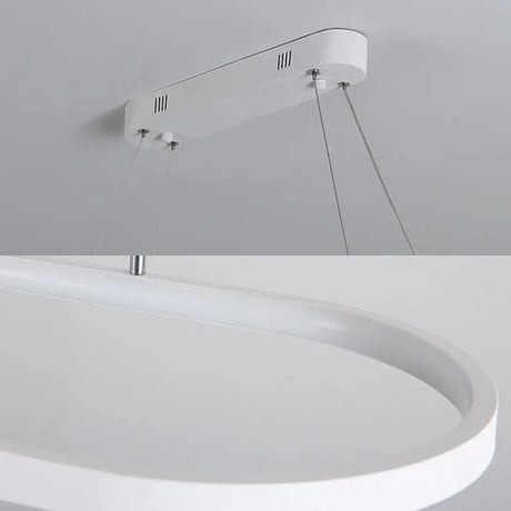 Oval Acrylic Drop Pendant Light - Led Black/White Hanging Ceiling Table Lamp With Dimmable Remote