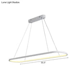 Oval Acrylic Drop Pendant Light - Led Black/White Hanging Ceiling Table Lamp With Dimmable Remote
