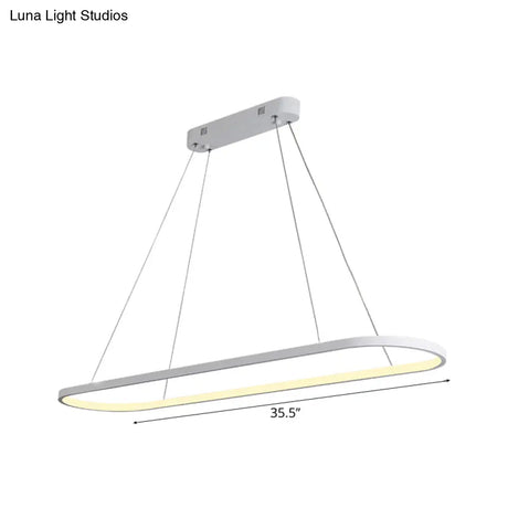 Oval Acrylic Drop Pendant Light - Led Black/White Hanging Ceiling Table Lamp With Dimmable Remote