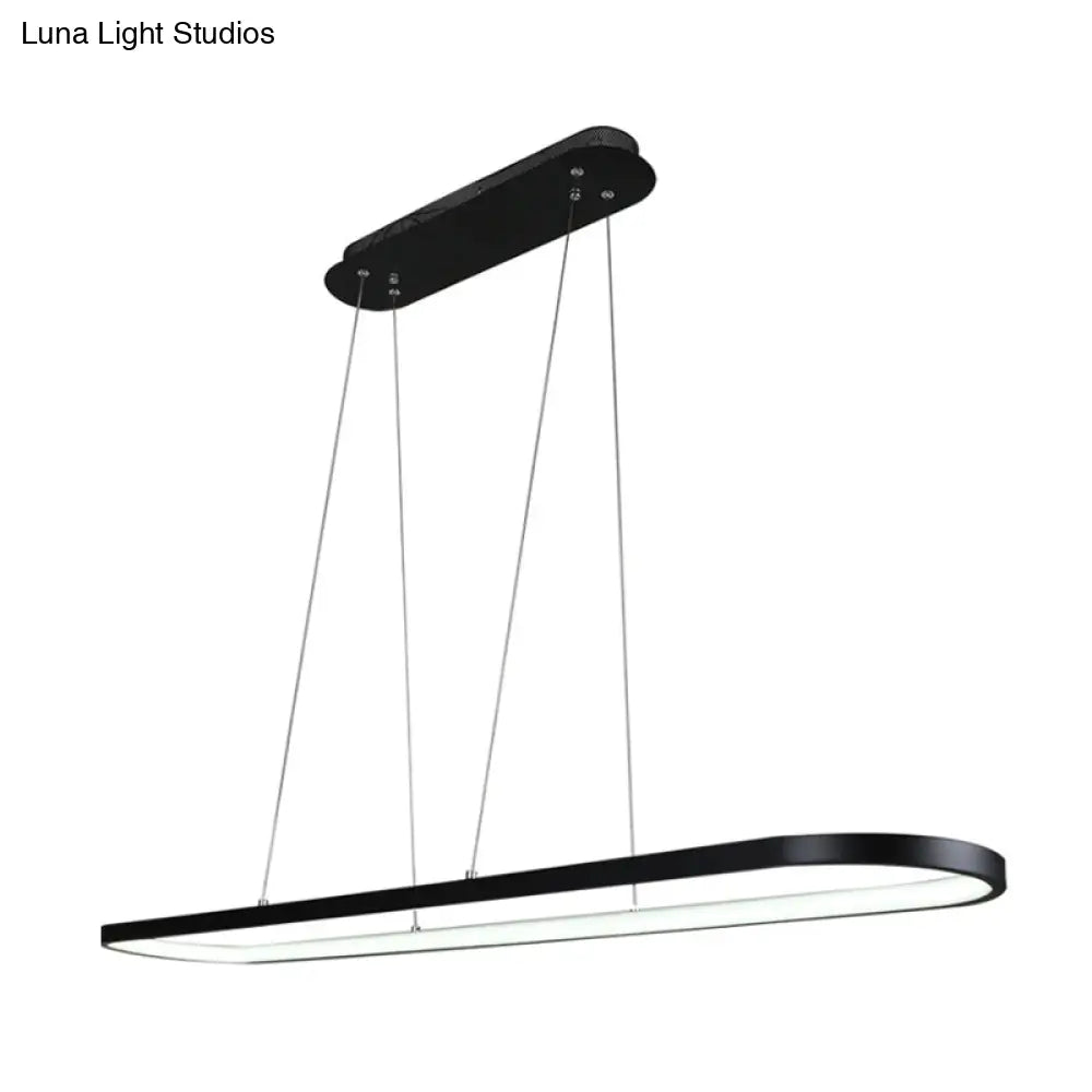 Oval Acrylic Drop Pendant Light - Led Black/White Hanging Ceiling Table Lamp With Dimmable Remote