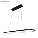 Oval Acrylic Drop Pendant Light - Led Black/White Hanging Ceiling Table Lamp With Dimmable Remote