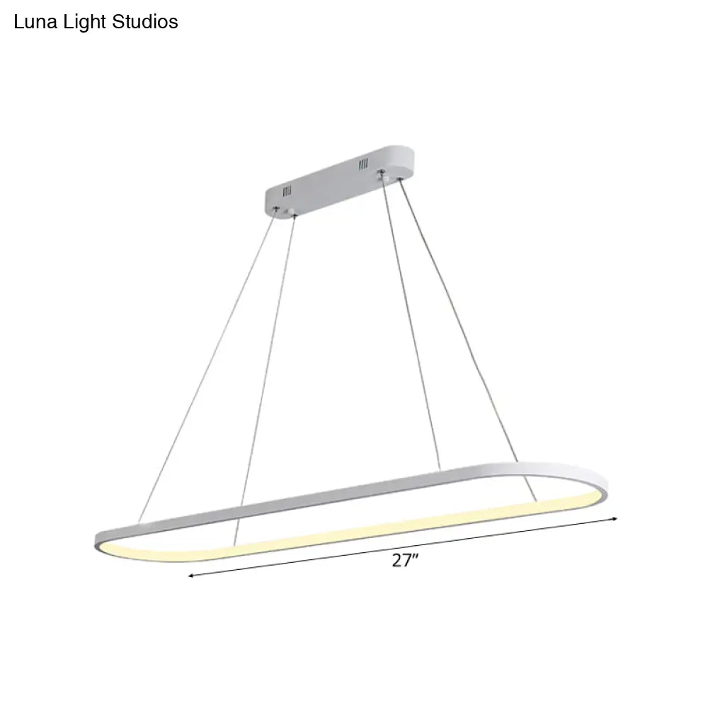 Oval Acrylic Drop Pendant Light - Led Black/White Hanging Ceiling Table Lamp With Dimmable Remote