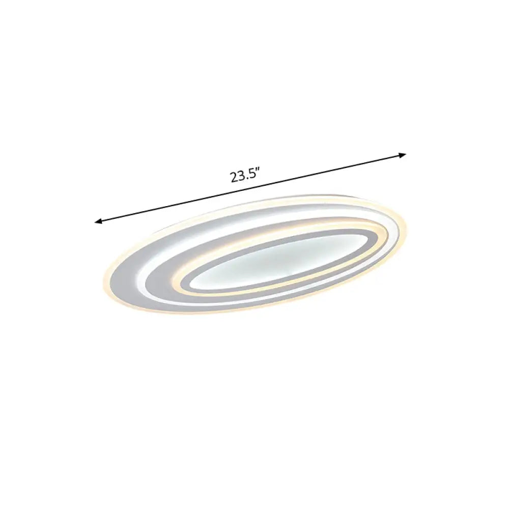 Oval Acrylic Led Flushmount Light - 19.5/23.5/31.5 Wide Bedroom Ceiling Lamp In Warm/White