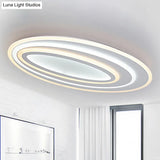 Oval Acrylic Led Flushmount Light - 19.5/23.5/31.5 Wide Bedroom Ceiling Lamp In Warm/White White /