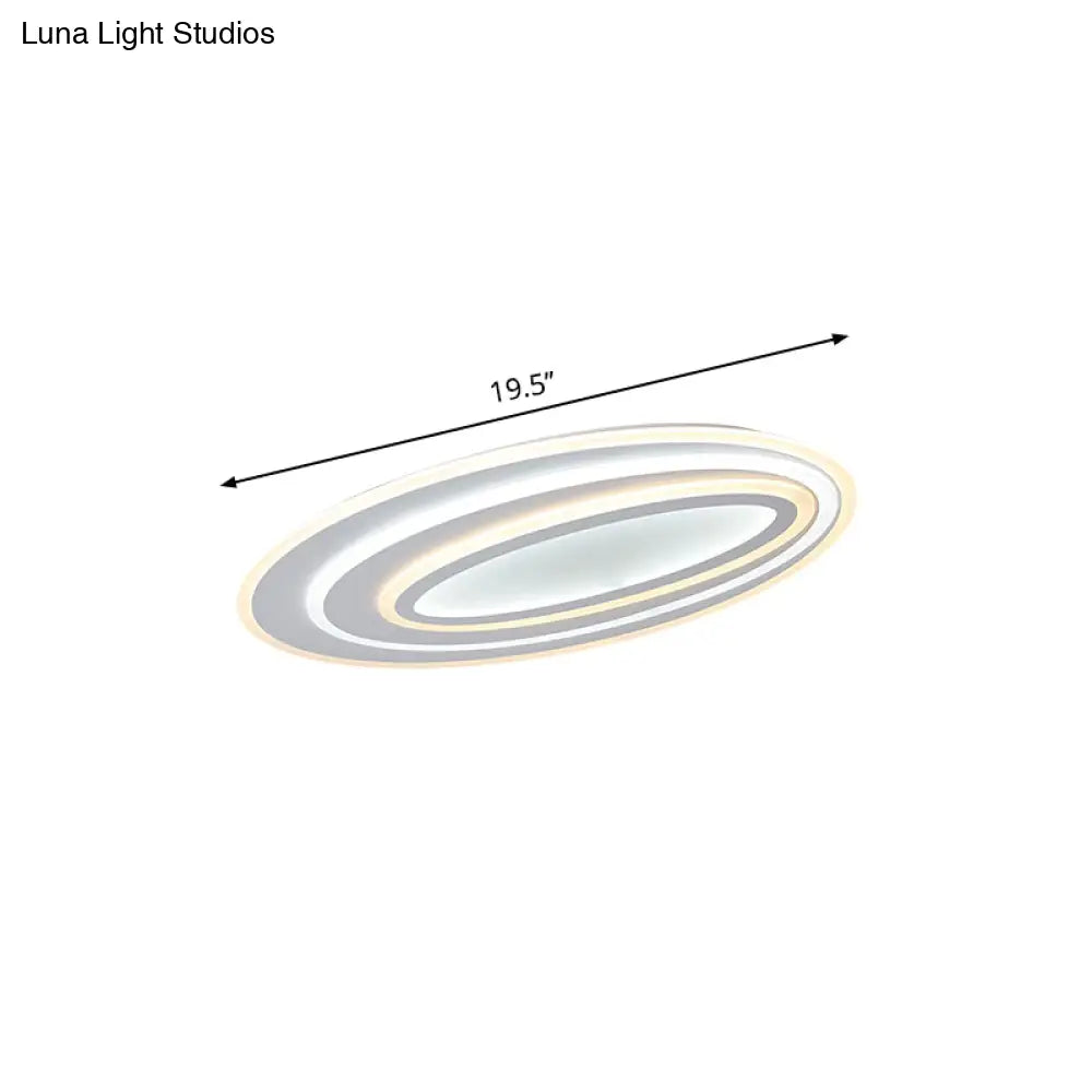 Oval Acrylic Led Flushmount Light - 19.5’/23.5’/31.5’ Wide Bedroom Ceiling Lamp In Warm/White