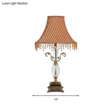 Oval Crystal Carved Countryside Bedroom Night Lamp - 1 Light Yellow Nightstand/Table
