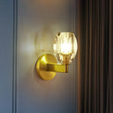 Oval Crystal Wall Light Fixture With 1 Bulb Contemporary Design Gold Finish