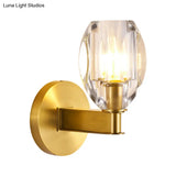 Oval Crystal Wall Light Fixture With 1 Bulb Contemporary Design Gold Finish