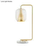 Oval Metal Nightstand Lamp: Luxurious Brass Table Light With Prismatic Glass Shade