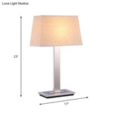 Pagoda Fabric Table Lamp In Flaxen With Chrome Stand - Simple Nightstand Lighting