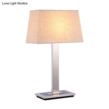 Pagoda Fabric Table Lamp In Flaxen With Chrome Stand - Simple Nightstand Lighting