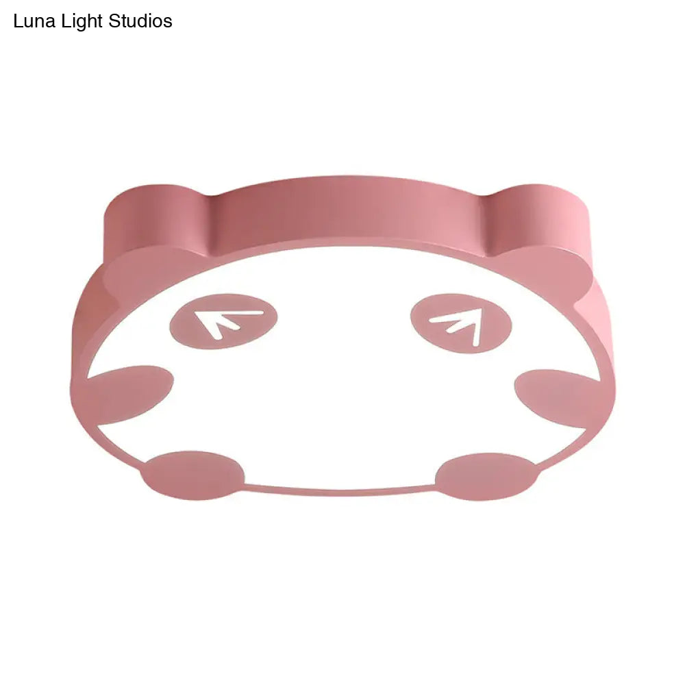 Panda Flush Mount Led Ceiling Lamp For Kindergarten With Acrylic Circle Design