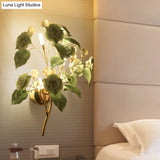 Pastoral Ceramic 3-Light Flower Wall Sconce For Bedroom - White/Red/Green