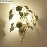 Pastoral Ceramic 3-Light Flower Wall Sconce For Bedroom - White/Red/Green