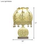 Pastoral Dome Fabric Night Light With Lace Trim And Ceramic Base