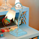 Pastoral Floral 1-Bulb Nightstand Light In Blue/Pink - Table Lighting For Study Room Blue
