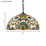 Peacock Dome Tiffany Pendant Light - Single Stained Glass Suspension