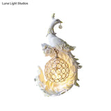 Peacock Sconce Light: Retro Wall Mounted With Globe Shade Left/Right Facing White/Blue/Purple Resin
