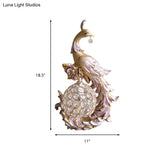 Peacock Sconce Light: Retro Wall Mounted With Globe Shade Left/Right Facing White/Blue/Purple Resin