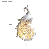 Peacock Sconce Light: Retro Wall Mounted With Globe Shade Left/Right Facing White/Blue/Purple Resin